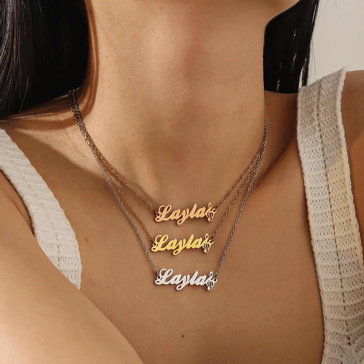 English Name Necklace with Musical Note 18K Gold Plated Stainless Steel Custom Melody Pendant Personalized Jewelry Gift for Her
English Name Necklace with Musical Note 18K Gold Plated Stainless Steel Custom Melody Pendant Personalized Jewelry Gift for Her