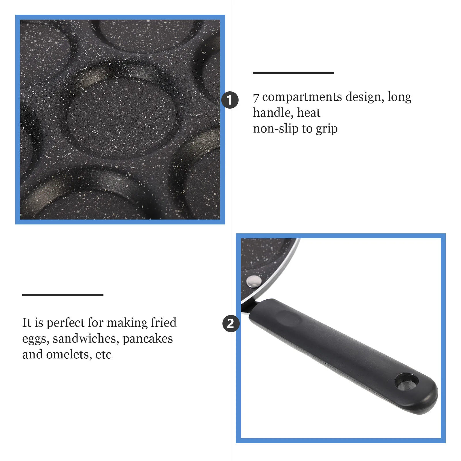 1Pcs Multi-Use Fried Egg Pan 7 Hole Nonstick Surface for Eggs Pancakes Sandwiches Frying Pan Kitchen Cooking Gadget
1Pcs Multi-Use Fried Egg Pan 7 Hole Nonstick Surface for Eggs Pancakes Sandwiches Frying Pan Kitchen Cooking Gadget