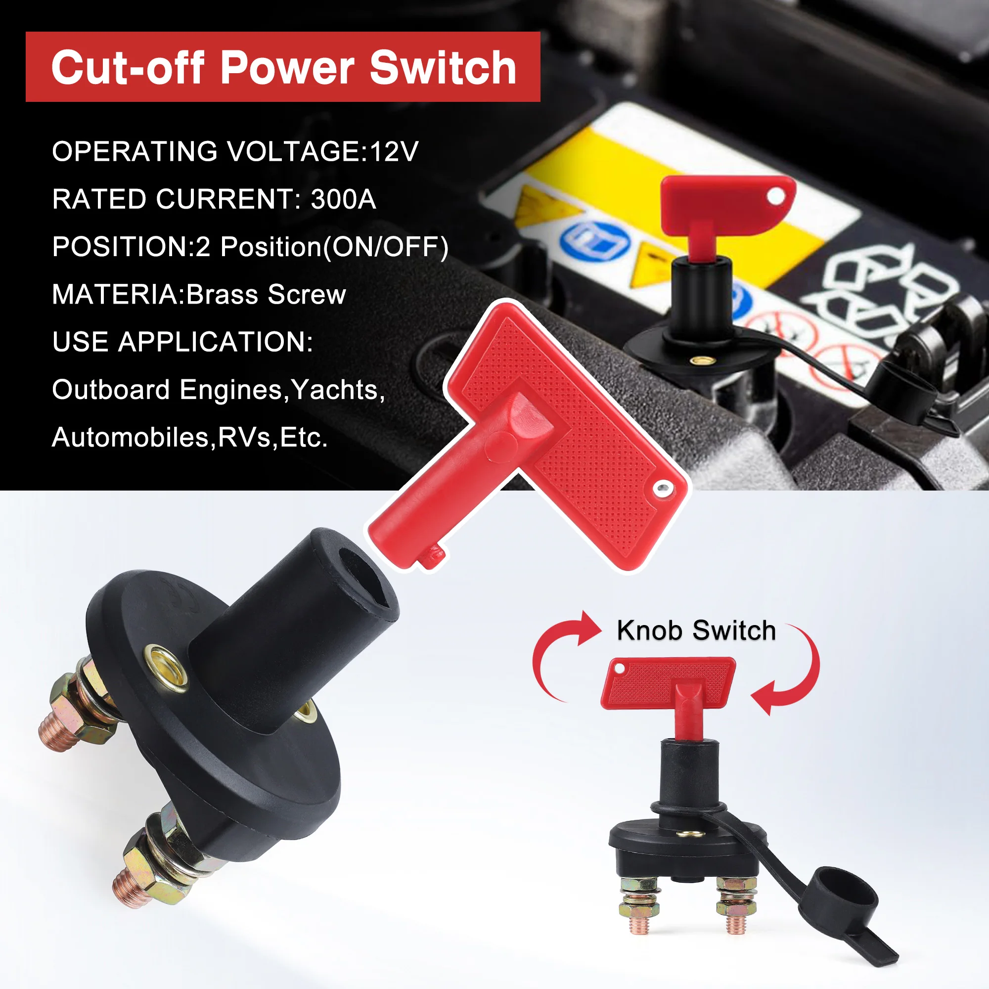Battery Disconnect Switch 12V 24V 300A Rotary Isolator Kill Cut-off Switch For Car Truck Marine Boat Red Copper Key Insulated
Battery Disconnect Switch 12V 24V 300A Rotary Isolator Kill Cut-off Switch For Car Truck Marine Boat Red Copper Key Insulated