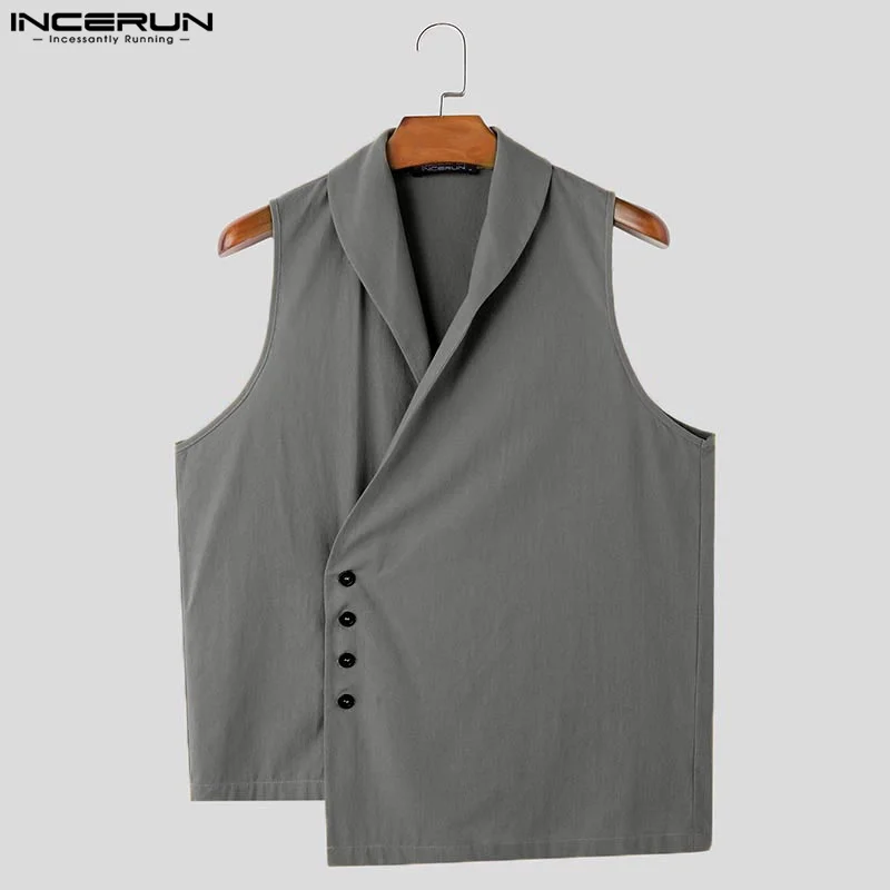 Fashion INCERUN Sexy Sleevelesss Tops Summer Men Shirts Buttons Solid Color Men's Clothing Lapel Irregular Shirt Streetwear
Fashion INCERUN Sexy Sleevelesss Tops Summer Men Shirts Buttons Solid Color Men's Clothing Lapel Irregular Shirt Streetwear