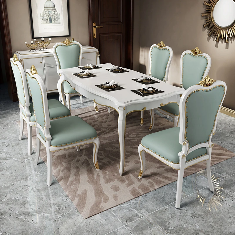 American dining table solid wood household size rectangular light luxury one table and six chairs European combination
American dining table solid wood household size rectangular light luxury one table and six chairs European combination