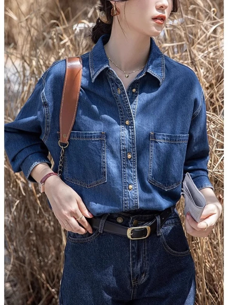 Fashion Denim Coat Women's Spring Loose Office Commuter Coat Inner Base Top Casual Retro Clothes Shirt Shirt
Fashion Denim Coat Women's Spring Loose Office Commuter Coat Inner Base Top Casual Retro Clothes Shirt Shirt