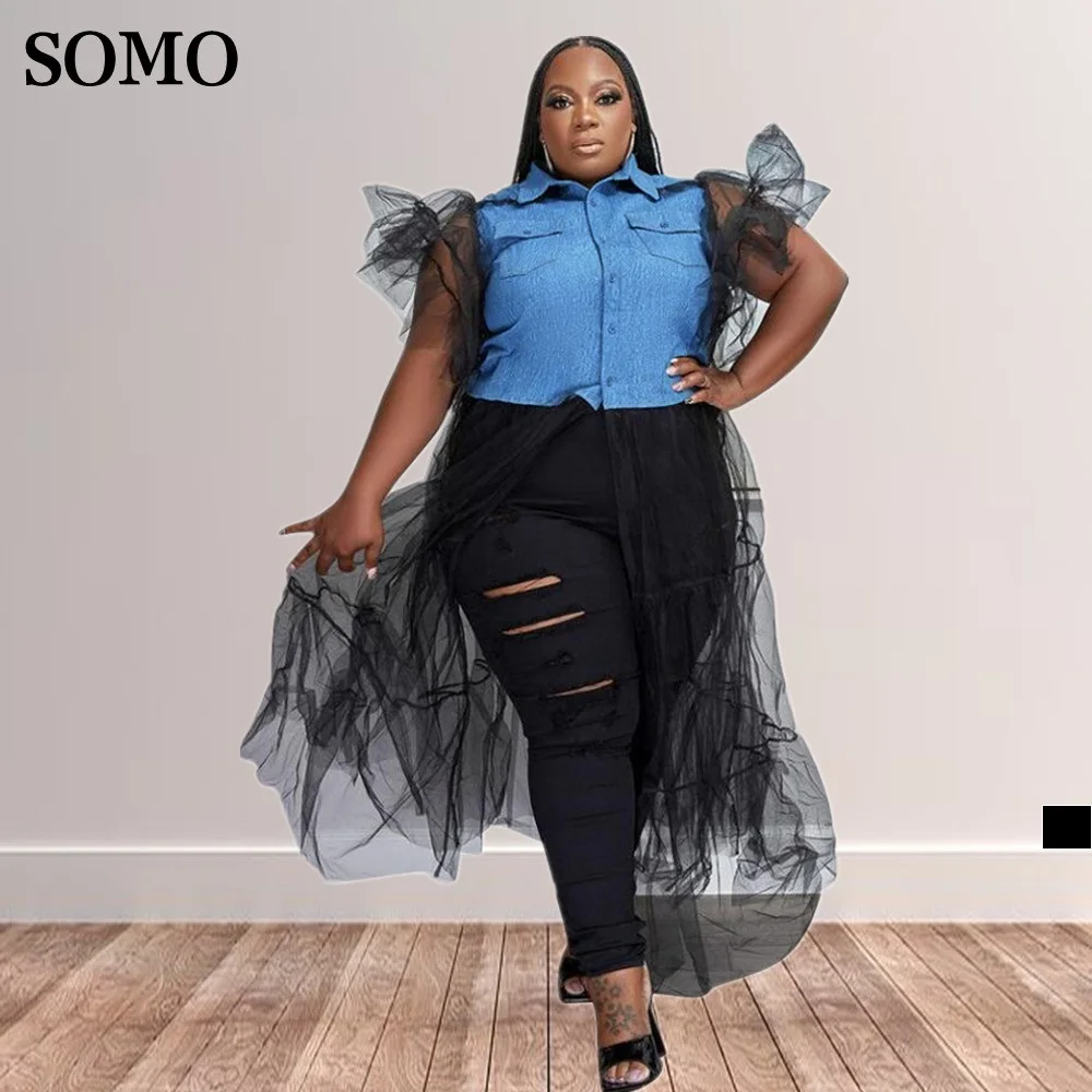 Streetwear Mesh Patchwork Denim Women Dresses Plus Size Irregular Elegant Lapel Maxi Dress Ladies Wholesale Dropshipping
Streetwear Mesh Patchwork Denim Women Dresses Plus Size Irregular Elegant Lapel Maxi Dress Ladies Wholesale Dropshipping