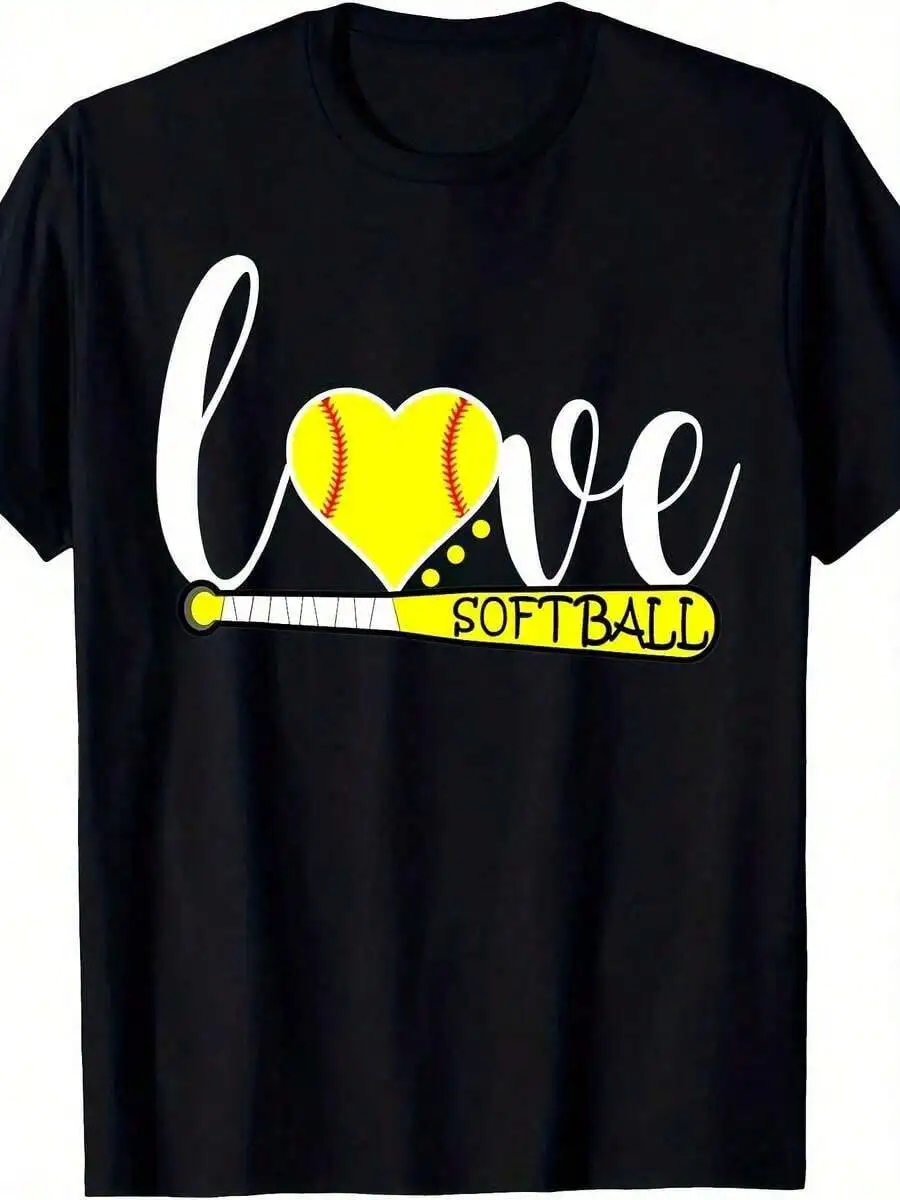 Mens Cotton T-Shirt With Love Softball Print Crew Neck Short Sleeve Casual Tee
Mens Cotton T-Shirt With Love Softball Print Crew Neck Short Sleeve Casual Tee