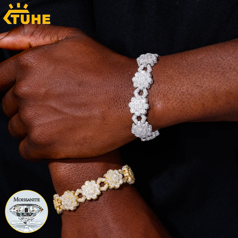 TUHE Iced Out Flower Cuban Link Bracelet Copper Base Moissanite Diamond Gear Bracelet For Men Women Hip Hop Bling Jewelry
TUHE Iced Out Flower Cuban Link Bracelet Copper Base Moissanite Diamond Gear Bracelet For Men Women Hip Hop Bling Jewelry
