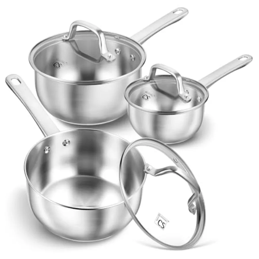 Stainless Steel Saucepan Set 1QT and 2QT and 3QT Sauce Pan Premium 18/10 Steel Sauce Pan Set Induction Saucepans Stainless Stee
Stainless Steel Saucepan Set 1QT and 2QT and 3QT Sauce Pan Premium 18/10 Steel Sauce Pan Set Induction Saucepans Stainless Stee