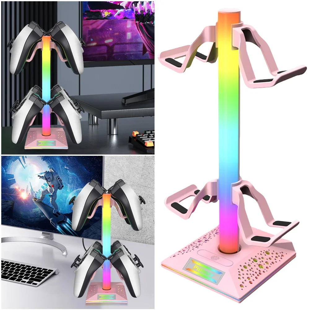 RGB Game Controller Holder 10 Lighting Effects Gaming Headphones Stand with 2 USB2.0 Ports Display Rack for PS5
RGB Game Controller Holder 10 Lighting Effects Gaming Headphones Stand with 2 USB2.0 Ports Display Rack for PS5