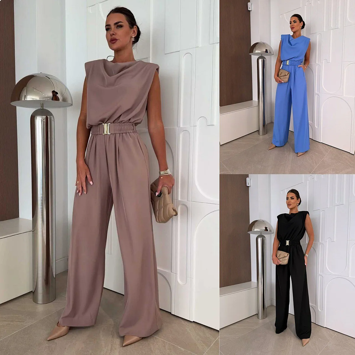 Summer Jumpsuit for Women Sleeveless Overall Wide Leg Pants Spring Summer Matching Set Evening Dress
Summer Jumpsuit for Women Sleeveless Overall Wide Leg Pants Spring Summer Matching Set Evening Dress