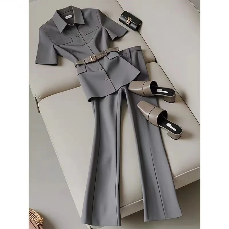 Summer New Temperament Office Lady Set Women Polo Neck Short Sleeve Top+Suit Wide Leg Pants Fashion High End 2-Piece Set
Summer New Temperament Office Lady Set Women Polo Neck Short Sleeve Top+Suit Wide Leg Pants Fashion High End 2-Piece Set