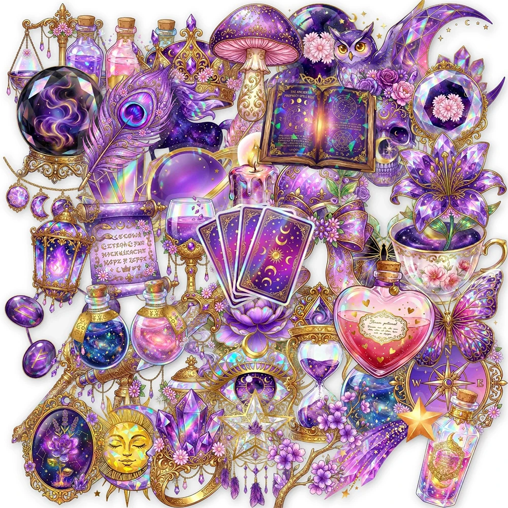 10/30/50pcs Transparent Aesthetic Purple Magic Crystal Stickers Goth Decals Toy DIY Suitcase Phone Helmet Cool PET Sticker Pack
10/30/50pcs Transparent Aesthetic Purple Magic Crystal Stickers Goth Decals Toy DIY Suitcase Phone Helmet Cool PET Sticker Pack