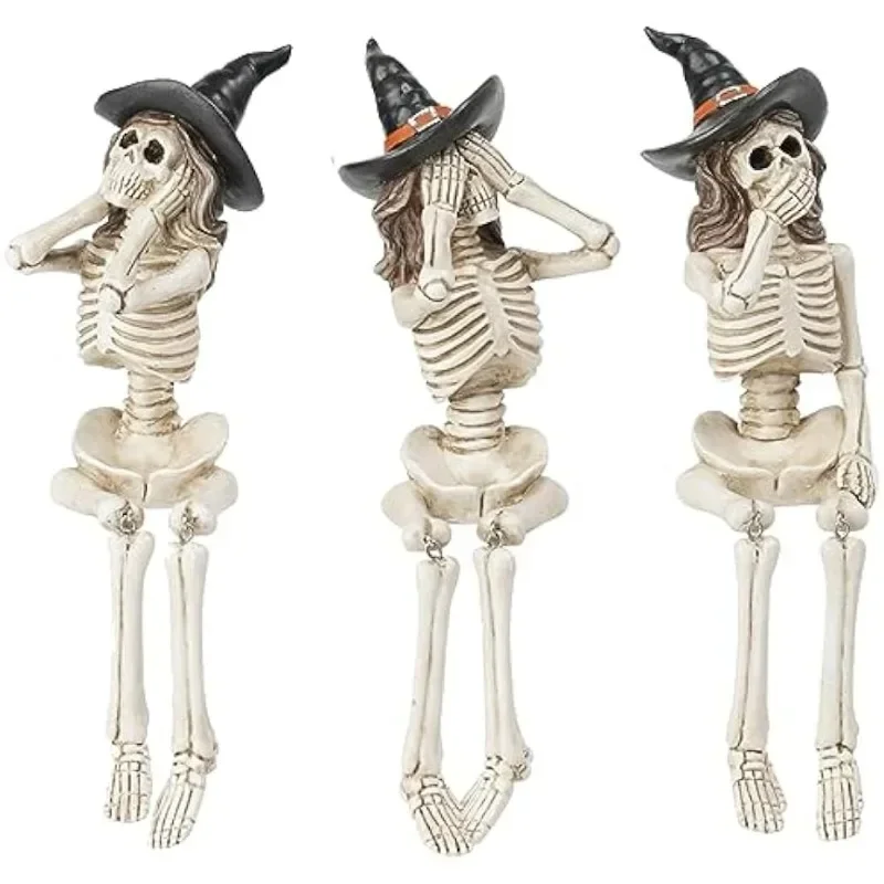 Halloween Statues No-Evil Skeleton Collectible-Figurines - Realistic Skeleton Halloween Decorations Indoor See Speak Hear No Evi
Halloween Statues No-Evil Skeleton Collectible-Figurines - Realistic Skeleton Halloween Decorations Indoor See Speak Hear No Evi