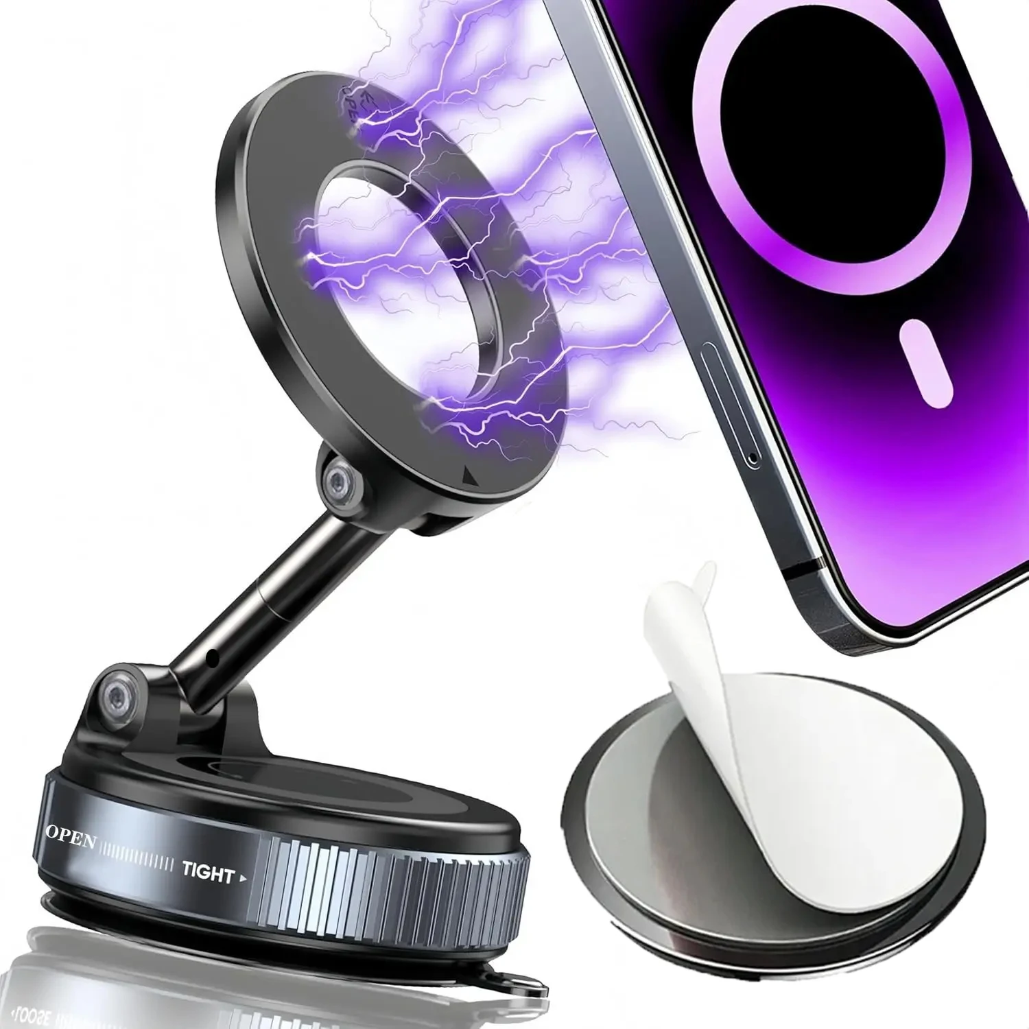Upgraded Foldable Magnetic Car Phone Holder – N52 Magnet 360° Rotatable Dashboard Suction Cup ABS with Extra Mount Pad & Wrench
Upgraded Foldable Magnetic Car Phone Holder – N52 Magnet 360° Rotatable Dashboard Suction Cup ABS with Extra Mount Pad & Wrench