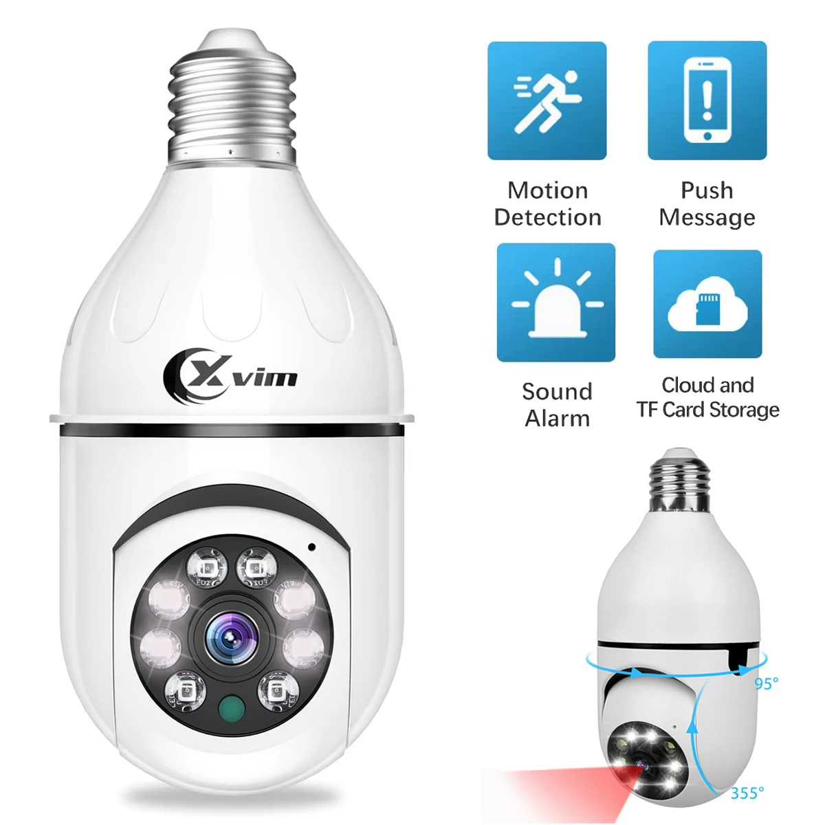 E27 Bulb WiFi Camera Human Tracking Color Night Vision 360 ° Rotation Intercom 3MP Security Camera Support iOS Android Phone
E27 Bulb WiFi Camera Human Tracking Color Night Vision 360 ° Rotation Intercom 3MP Security Camera Support iOS Android Phone