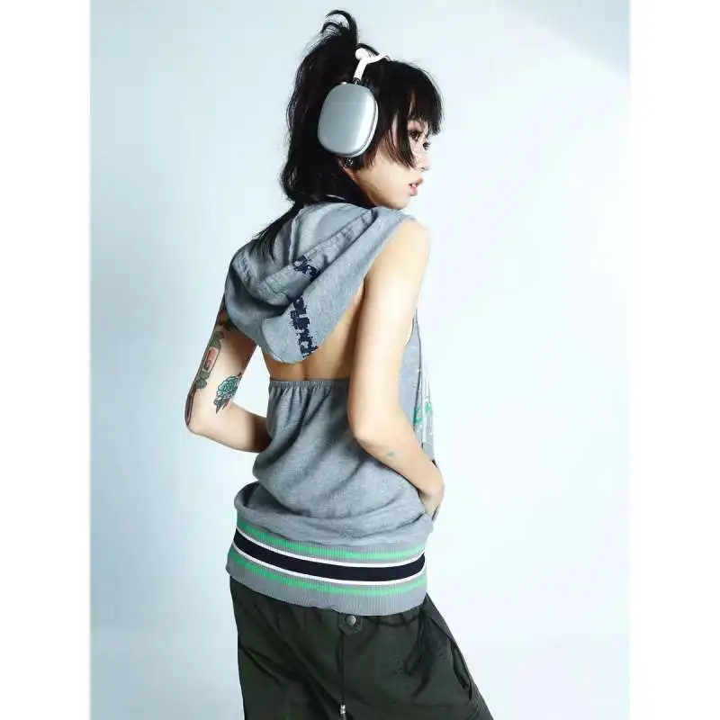 Субкультурный панк Y2k Spicy Girl, спортивный жилет с капюшоном и принтом, висячий воротник, лето 2022, женский уникальный топ без рукавов с открытой спиной
Субкультурный панк Y2k Spicy Girl, спортивный жилет с капюшоном и принтом, висячий воротник, лето 2022, женский уникальный топ без рукавов с открытой спиной