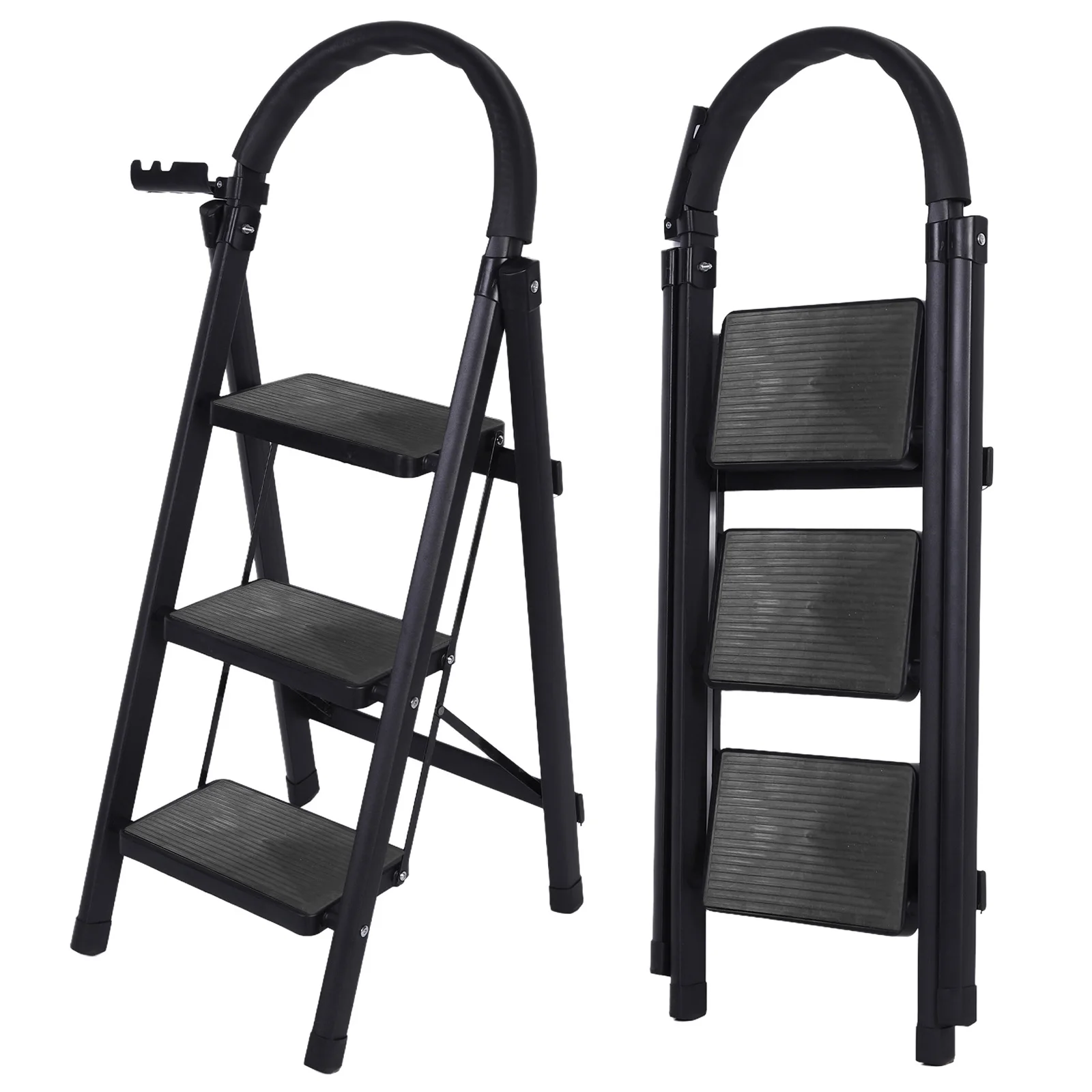 NONE Black Folding Step Stool, 330lbs Portable Steel Step Ladder with Wide Pedals & Handrail for Adult Kitchen, Home Daily Use
NONE Black Folding Step Stool, 330lbs Portable Steel Step Ladder with Wide Pedals & Handrail for Adult Kitchen, Home Daily Use