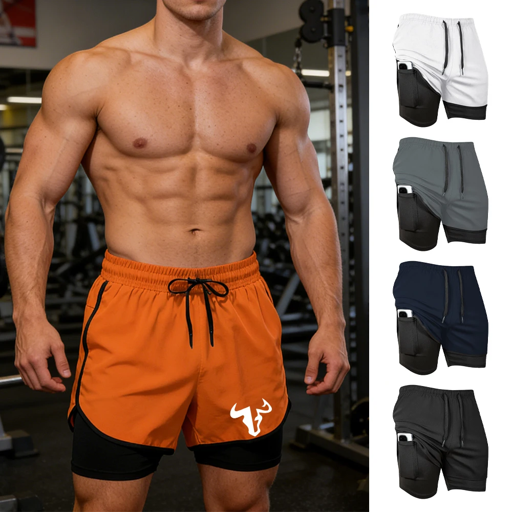 Men's Bull Head Print Double Layer Sports Shorts Quick Dry Casual Drawstring Beach Shorts Outdoor Running Cycling Beach Vacation
Men's Bull Head Print Double Layer Sports Shorts Quick Dry Casual Drawstring Beach Shorts Outdoor Running Cycling Beach Vacation