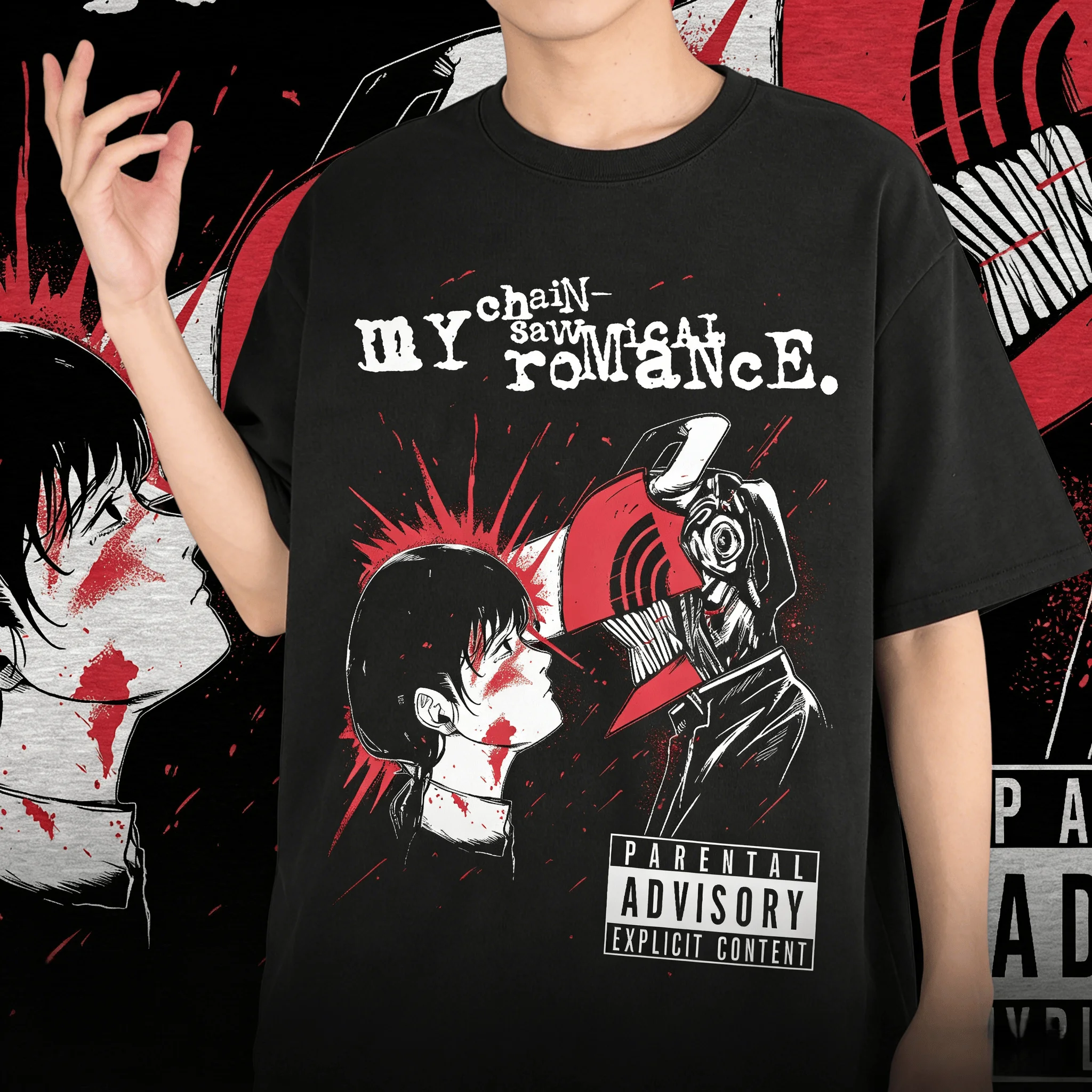 anime ChainsawMan MCR Graphic Men T-Shirt Oversized 100% Cotton Unisex O-Neck Short Sleeve Y2k Fashion Popular Streetwear Tee
anime ChainsawMan MCR Graphic Men T-Shirt Oversized 100% Cotton Unisex O-Neck Short Sleeve Y2k Fashion Popular Streetwear Tee