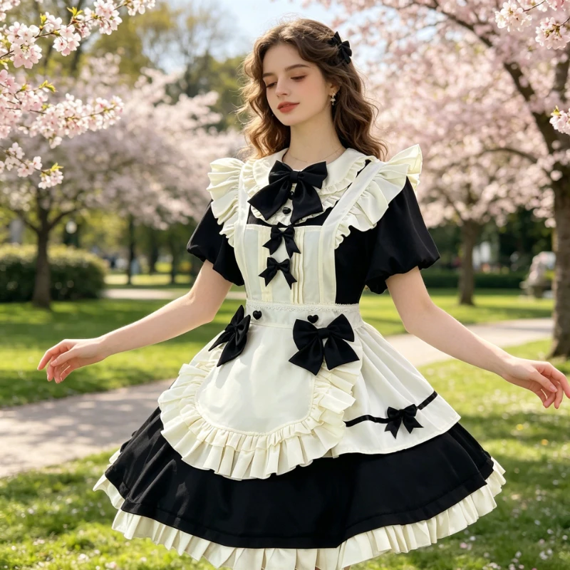 Sweet Lolita Dress with Flying Sleeves and Waist Cinching Design Paired with Exquisite Apron, Elegant and Cute Daily Mini Skirt
Sweet Lolita Dress with Flying Sleeves and Waist Cinching Design Paired with Exquisite Apron, Elegant and Cute Daily Mini Skirt