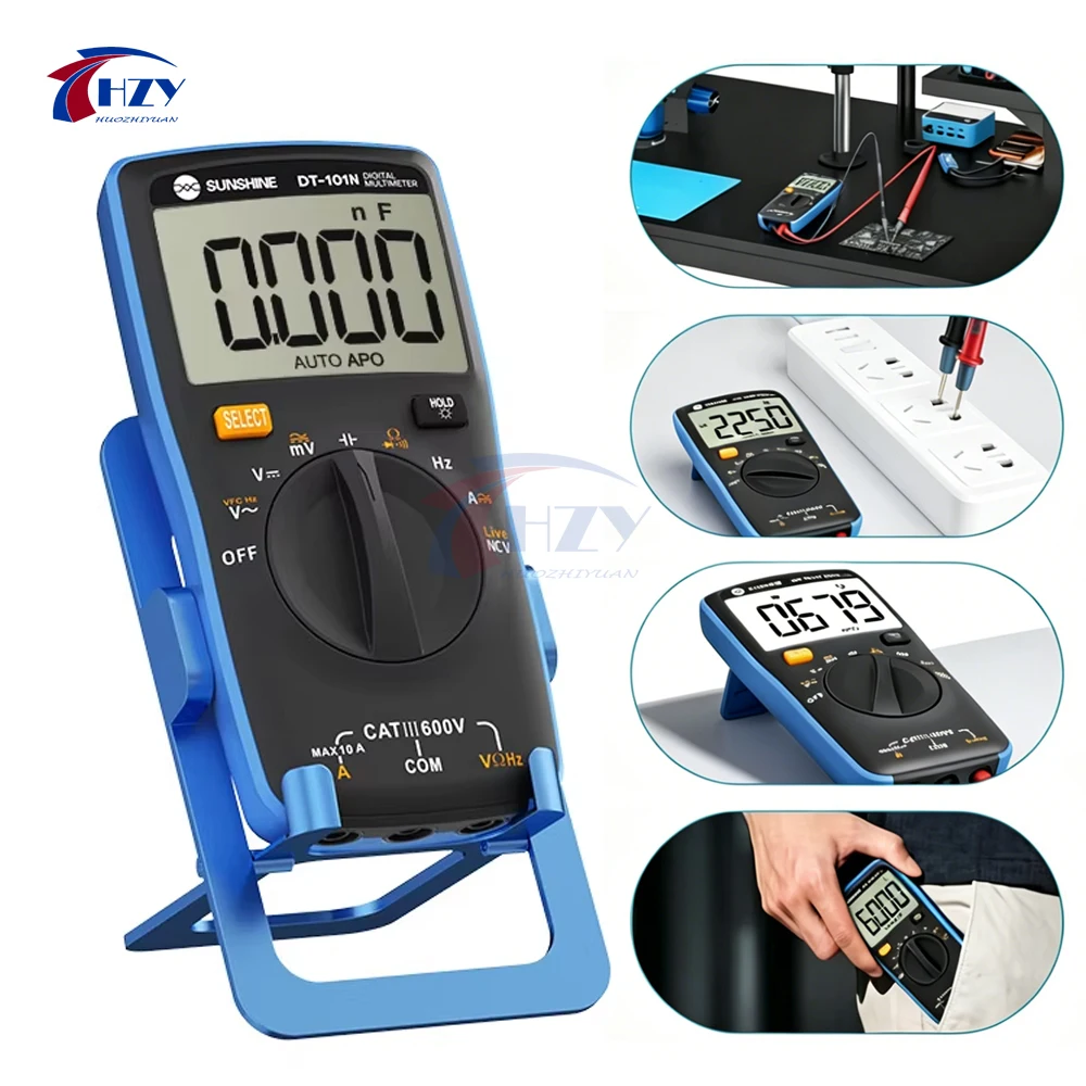 SUNSHINE DT-101N High Precision Multimeter Pocket Smart Portable Automatic Digital Autoranging Multifunctional Current Voltmeter
SUNSHINE DT-101N High Precision Multimeter Pocket Smart Portable Automatic Digital Autoranging Multifunctional Current Voltmeter