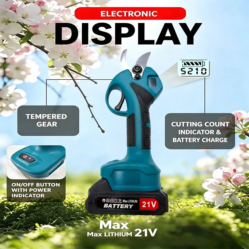 Electric Pruning Shears Cordless, Professional Rechargeable Tree Pruner with Digital Display, Heavy Duty Garden Shears for Fruit
Electric Pruning Shears Cordless, Professional Rechargeable Tree Pruner with Digital Display, Heavy Duty Garden Shears for Fruit
