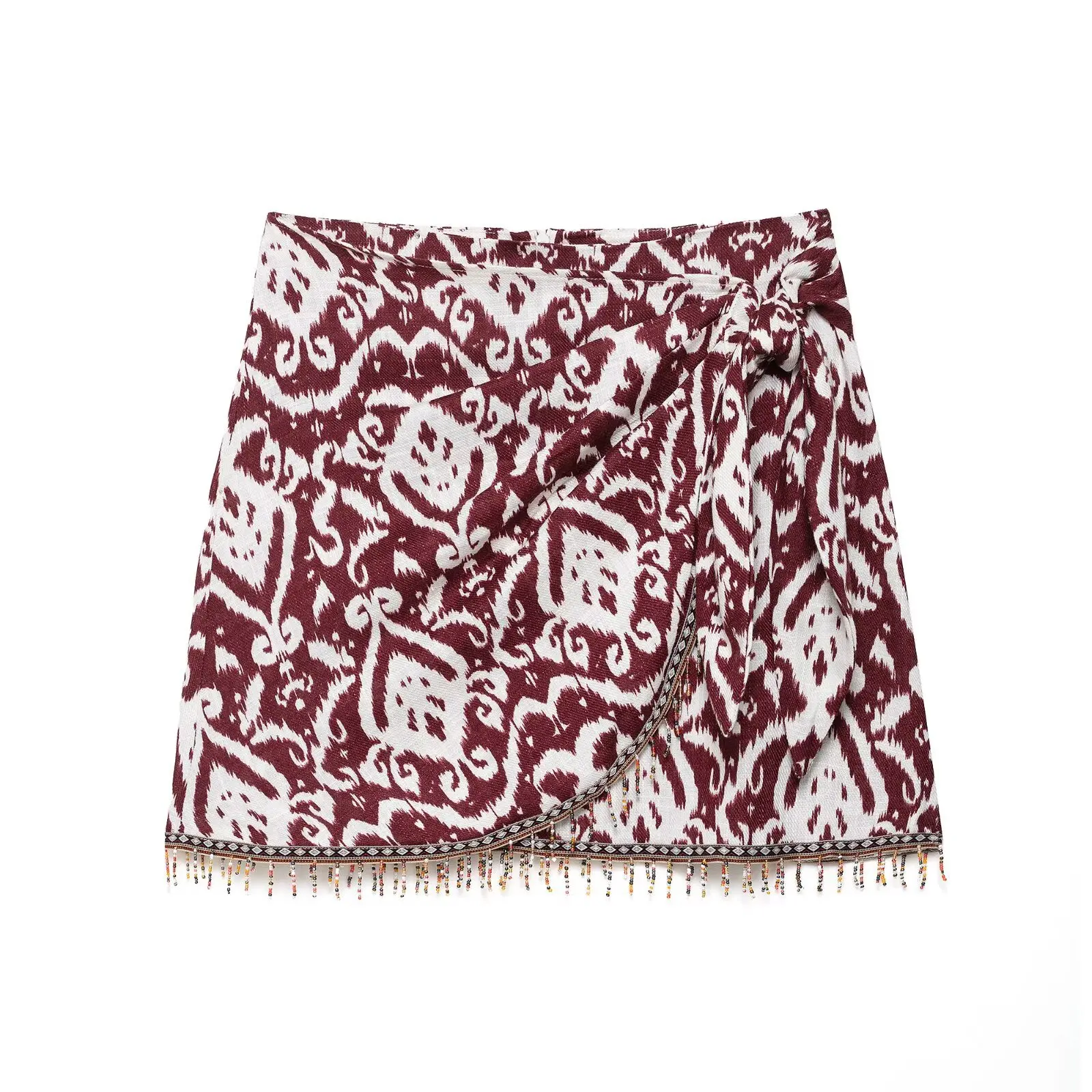 Women's clothing 2025 summer new product fashion temperament printed beaded tassels and double-clad knotted skirt
Women's clothing 2025 summer new product fashion temperament printed beaded tassels and double-clad knotted skirt