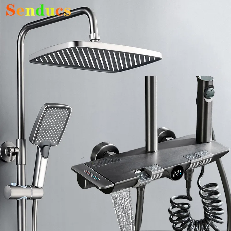 Fashion Digital Piano Bathroom Shower Set Rainfall Shower Head Bathroom Faucet Accessories Thermostatic Digital Shower System
Fashion Digital Piano Bathroom Shower Set Rainfall Shower Head Bathroom Faucet Accessories Thermostatic Digital Shower System