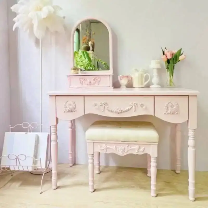 Wood Girls Modern Vanity Table Storage Mirror Drawers Luxury Bedroom Dressers Space Saving Penteadeira Quarto Furniture Home
Wood Girls Modern Vanity Table Storage Mirror Drawers Luxury Bedroom Dressers Space Saving Penteadeira Quarto Furniture Home