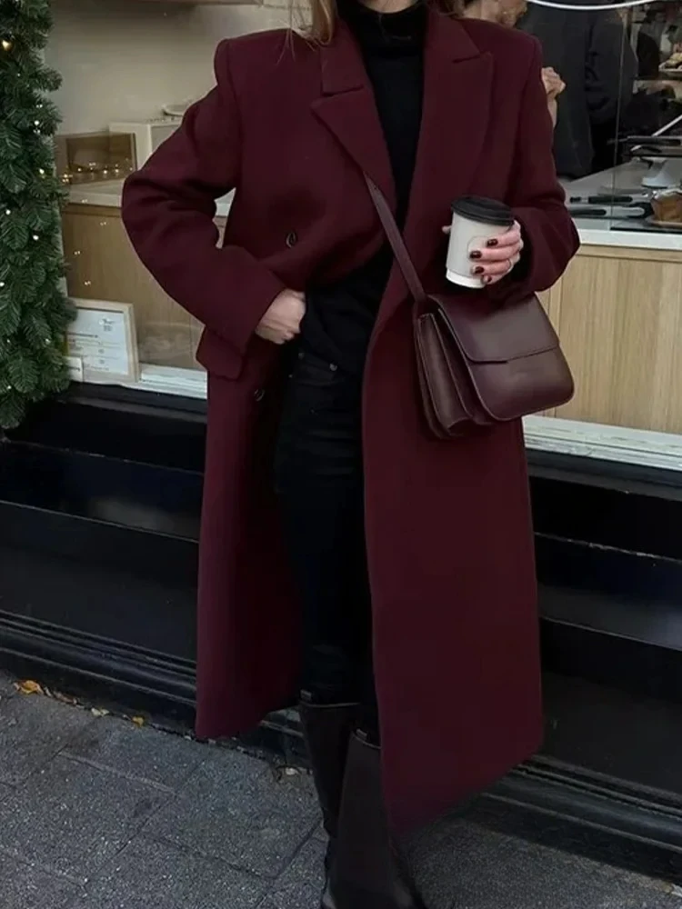 KONDALA винтажное повседневное шикарное женское пальто, однотонные двубортные длинные куртки большого размера, модные толстые пальто на осень-зиму 2025 г. 
KONDALA винтажное повседневное шикарное женское пальто, однотонные двубортные длинные куртки большого размера, модные толстые пальто на осень-зиму 2025 г.