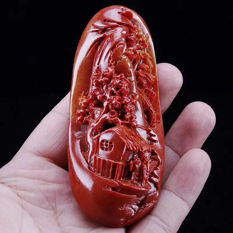 Chinese Antique Huanglong Jade Carved Landscape Waist Tag Statue
Chinese Antique Huanglong Jade Carved Landscape Waist Tag Statue