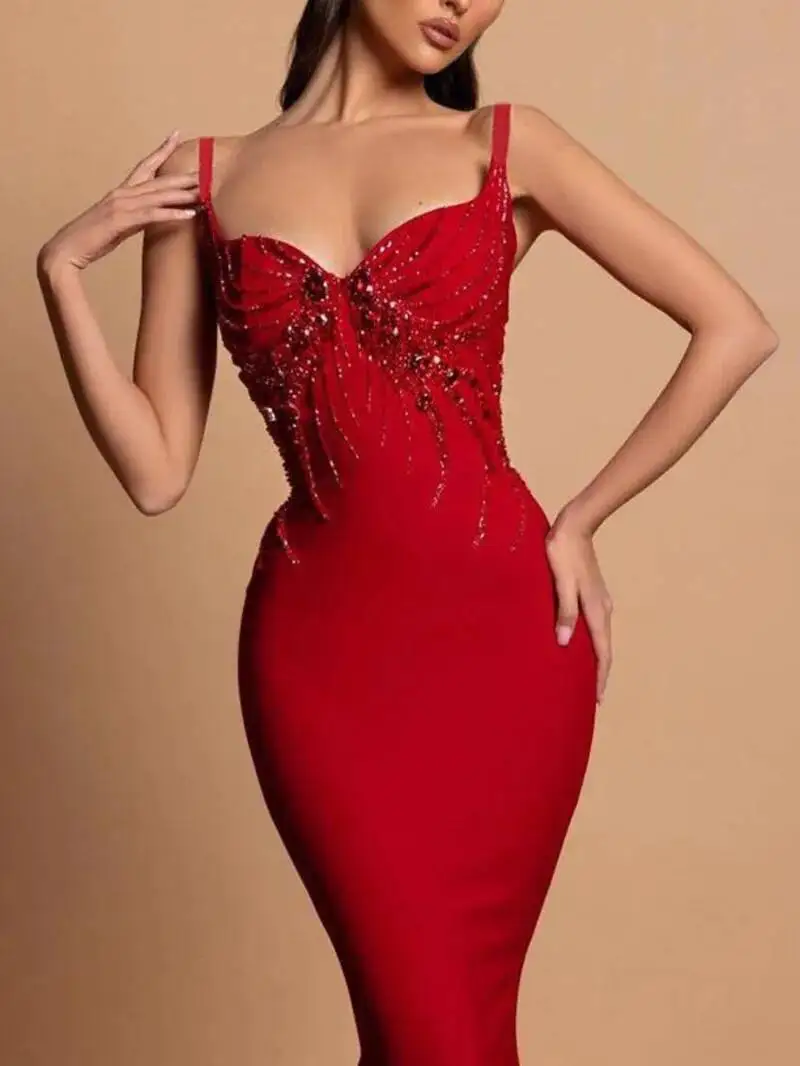 Women Sexy Beading Spaghetti Strap Bodycon Bandage Dress Club Party Luxury Birthday Celebrity Elegant Dresses Wedding Gown
Women Sexy Beading Spaghetti Strap Bodycon Bandage Dress Club Party Luxury Birthday Celebrity Elegant Dresses Wedding Gown