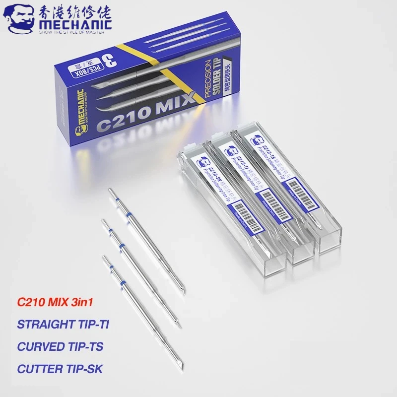 MECHANIC C210 MIX 3in1 прецизионное паяльное жало для ремонта телефона с медным сердечником с высокой теплопроводностью
MECHANIC C210 MIX 3in1 прецизионное паяльное жало для ремонта телефона с медным сердечником с высокой теплопроводностью