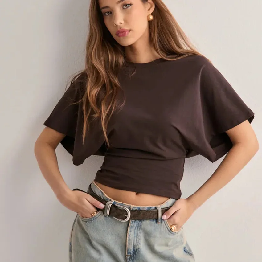 WXOY Women's Ruched T-Shirt Crew Neck Batwing Short Sleeve Slim Fit Top Casual Solid Color Fitted Blouse for Daily Street
WXOY Women's Ruched T-Shirt Crew Neck Batwing Short Sleeve Slim Fit Top Casual Solid Color Fitted Blouse for Daily Street