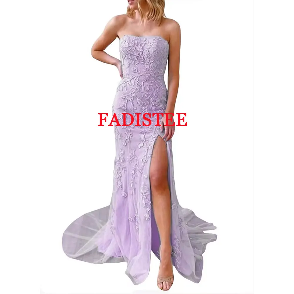 Customized Evening Dresses Mermaid Lace Applique Prom Dress Gown Sweep Train Bridesmaid Strapless Dress Vestidos De Fiesta
Customized Evening Dresses Mermaid Lace Applique Prom Dress Gown Sweep Train Bridesmaid Strapless Dress Vestidos De Fiesta