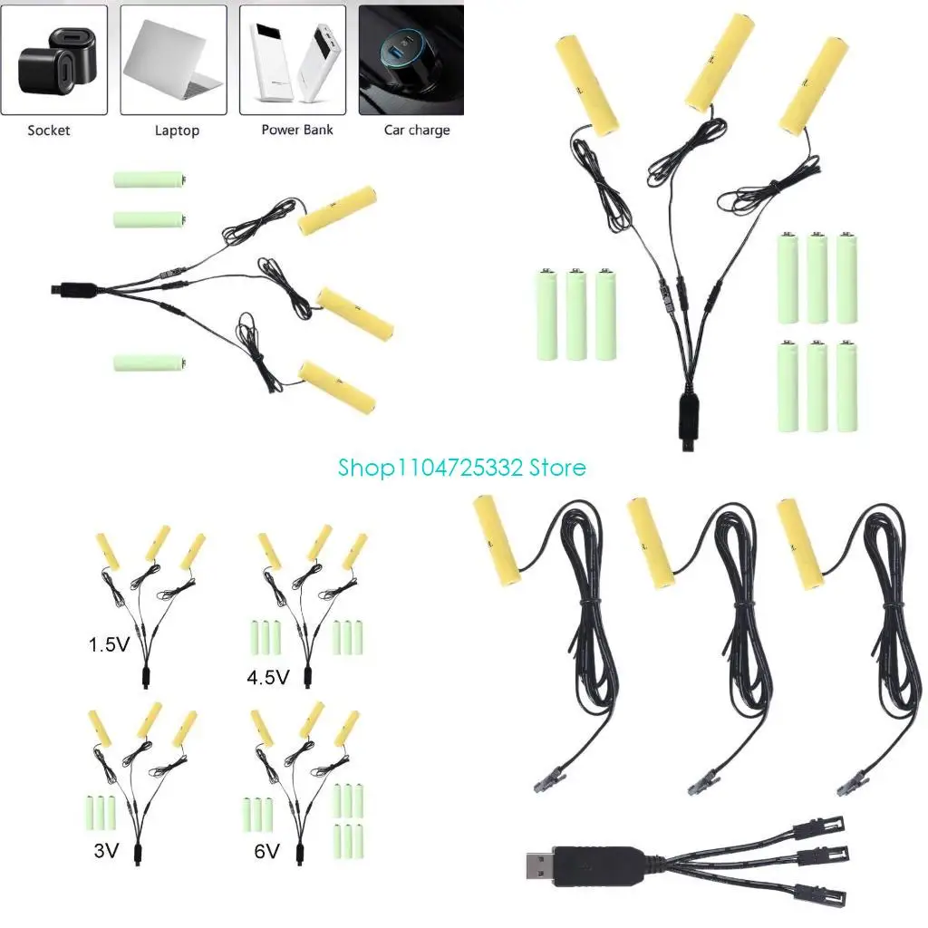 P5EA 110cm 3 in 1 USB to 1.5V 3V 4.5V 6V Power Cable Replace 1-4pcs LR06 Batteries
P5EA 110cm 3 in 1 USB to 1.5V 3V 4.5V 6V Power Cable Replace 1-4pcs LR06 Batteries
