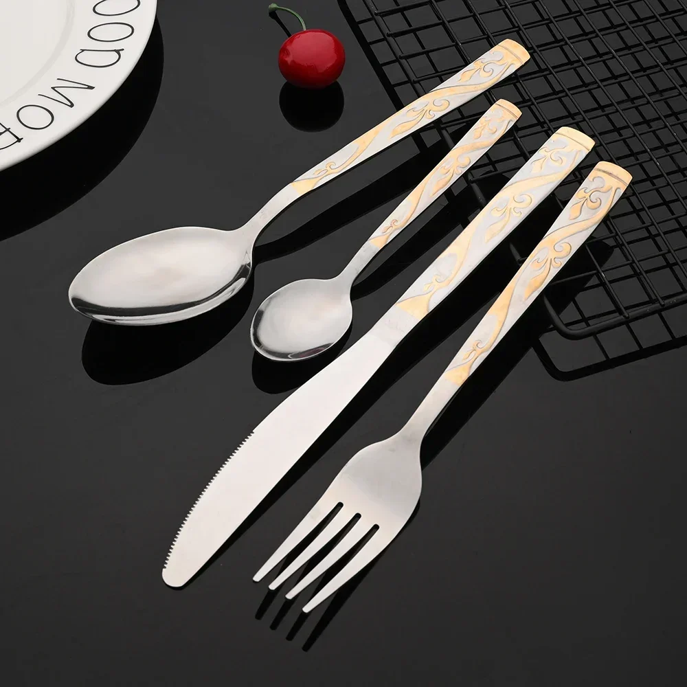 New Gold Stainless Steel Dinnerware Set Flatware Royal Cutlery Spoon Fork Knife Western Silverware Tableware Set Service for 6
New Gold Stainless Steel Dinnerware Set Flatware Royal Cutlery Spoon Fork Knife Western Silverware Tableware Set Service for 6