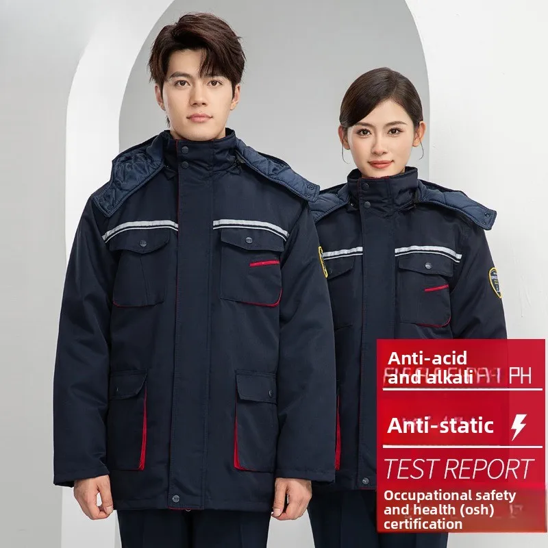 Мужская антикислотная и щелочная антистатическая спецодежда из хлопка, ветрозащитная теплая зимняя спецодежда со светоотражающими полосками для хранения холода
Мужская антикислотная и щелочная антистатическая спецодежда из хлопка, ветрозащитная теплая зимняя спецодежда со светоотражающими полосками для хранения холода