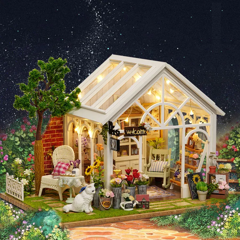 DIY Flower House Kit Wooden Mini Doll House 3D Puzzle Assembly Building Model Toys Home Bedroom Decoration With Furniture Gifts
DIY Flower House Kit Wooden Mini Doll House 3D Puzzle Assembly Building Model Toys Home Bedroom Decoration With Furniture Gifts