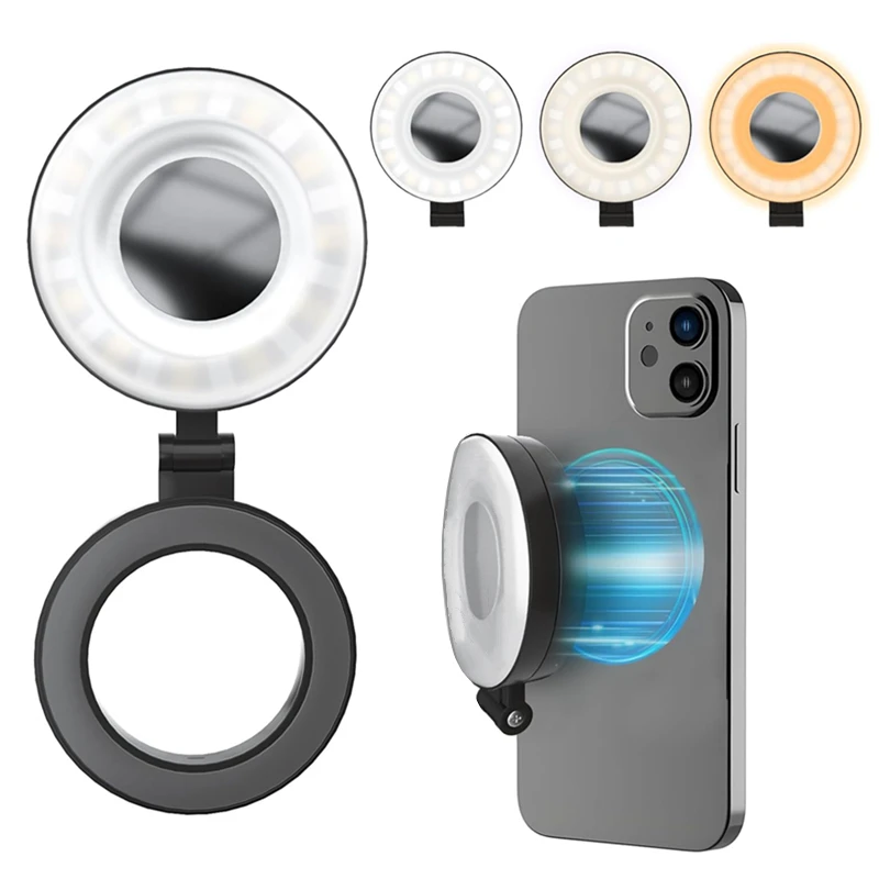 Metal Magnetic Selfie Light Phone Holder For iPhone 16 15 Universal 3 Mode Led Makeup Mirror For Magsafe Foldable Ring Stand New
Metal Magnetic Selfie Light Phone Holder For iPhone 16 15 Universal 3 Mode Led Makeup Mirror For Magsafe Foldable Ring Stand New