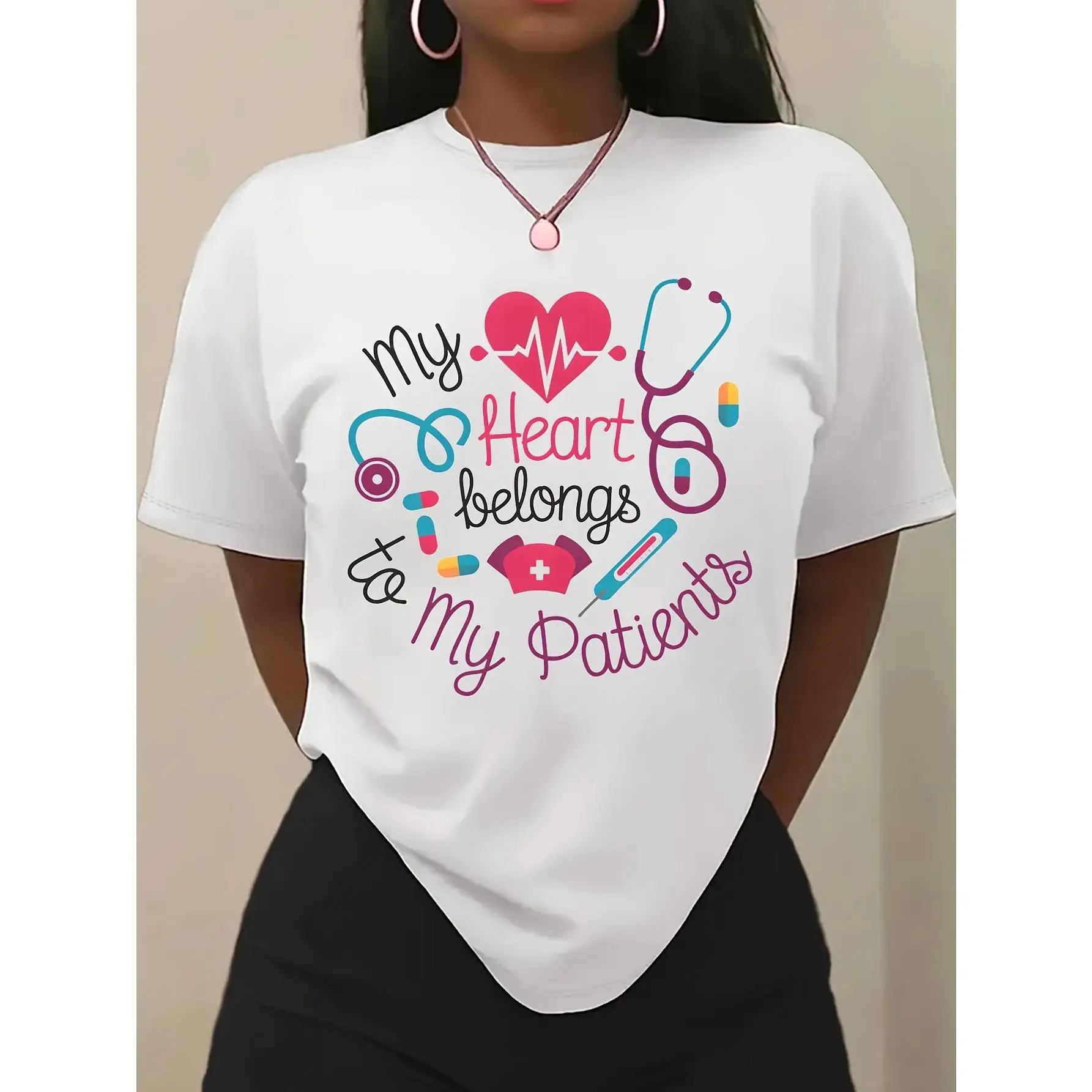 my heart belongs to my patients Women Nurse Print Tee Spring Summer Short Sleeve Casual Daily T Shirt
my heart belongs to my patients Women Nurse Print Tee Spring Summer Short Sleeve Casual Daily T Shirt