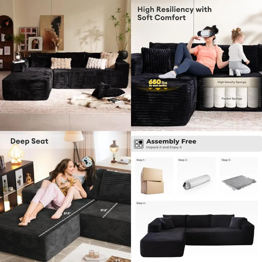 "contemporary l-shaped sectional sofa, 106" free assembly, deep seating, large corner couch set for living room"
"contemporary l-shaped sectional sofa, 106" free assembly, deep seating, large corner couch set for living room"