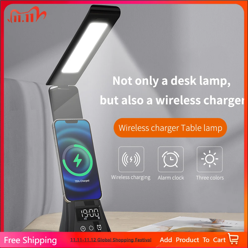 Подставка для беспроводного зарядного устройства 15 Вт, светодиодная настольная лампа с будильником, 3 цвета, настольная лампа с регулируемой яркостью, станция быстрой зарядки для iPhone
Подставка для беспроводного зарядного устройства 15 Вт, светодиодная настольная лампа с будильником, 3 цвета, настольная лампа с регулируемой яркостью, станция быстрой зарядки для iPhone