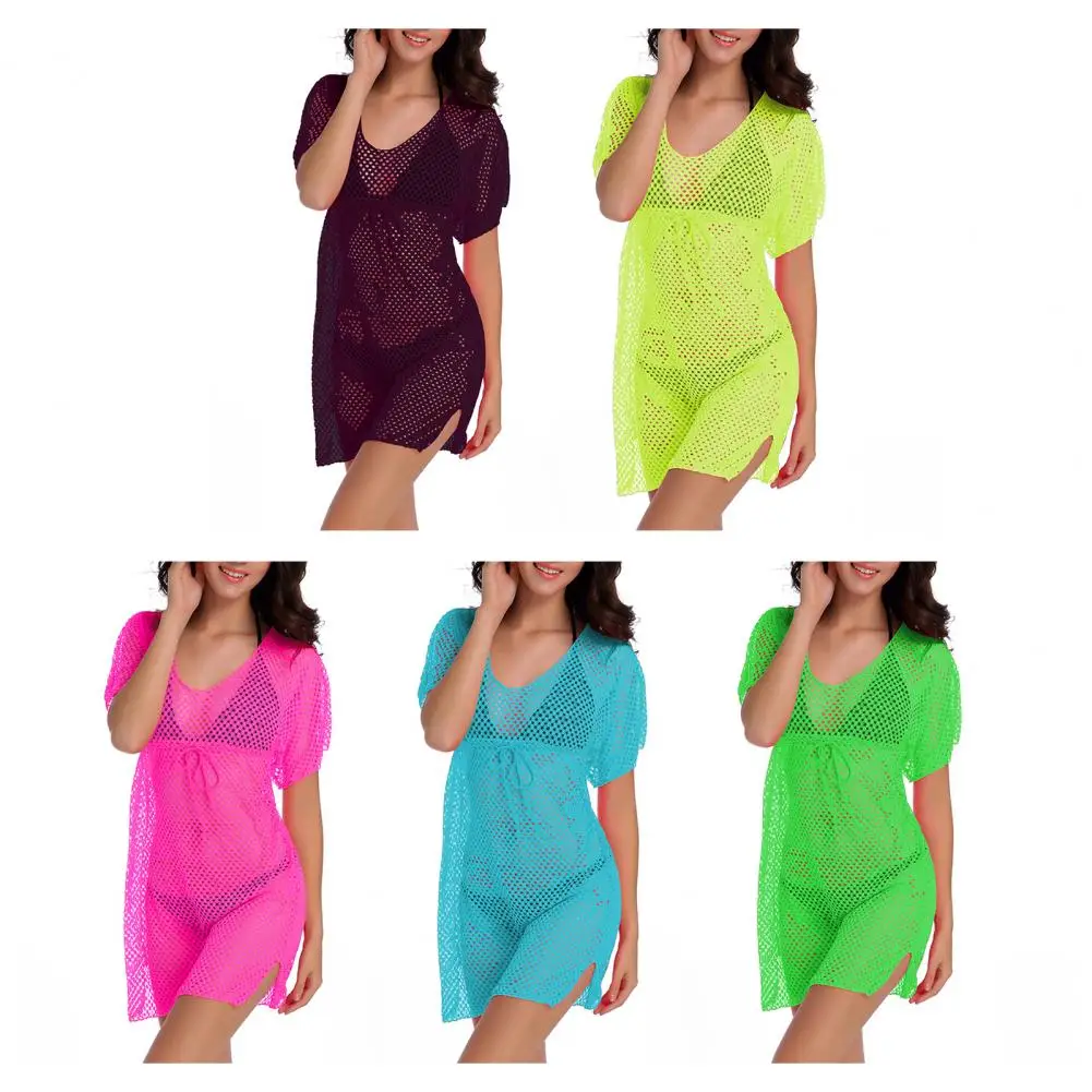 Hollow Out Women Beach Dress Deep V Stretchy Waist Cover Up Short Sleeve Side Slit Design Beach Dress For Summer Beach
Hollow Out Women Beach Dress Deep V Stretchy Waist Cover Up Short Sleeve Side Slit Design Beach Dress For Summer Beach