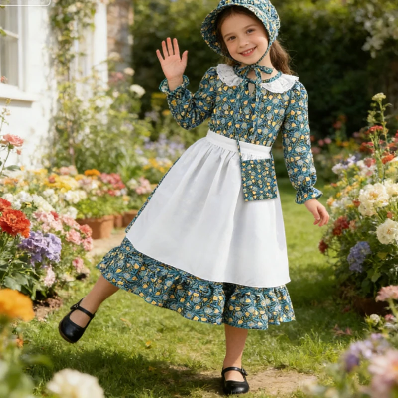 Carnival Cosplay Costume Little Girls Prairie Pioneer Dress 100 Days Of School Kids Medieval Vinatge Pastoral Floral Dress
Carnival Cosplay Costume Little Girls Prairie Pioneer Dress 100 Days Of School Kids Medieval Vinatge Pastoral Floral Dress