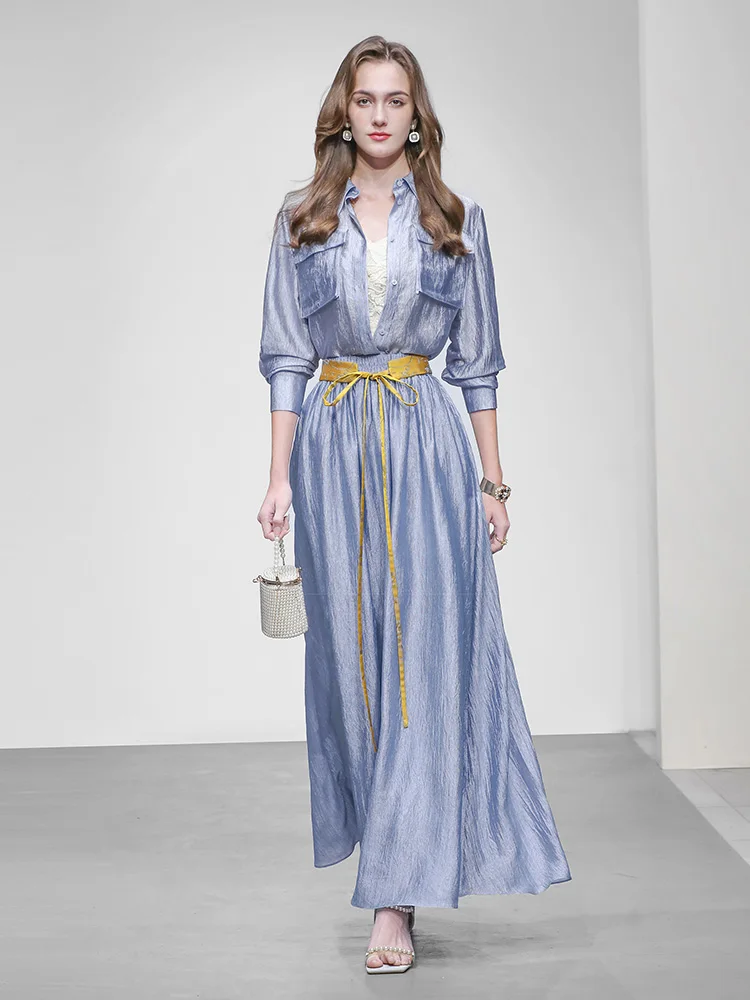 Summer 2026 Loose Shirt Transparent Lace A-Line Skirt Set Women's Fashion Casual Workwear Pure Color Long Sleeve Button up
Summer 2026 Loose Shirt Transparent Lace A-Line Skirt Set Women's Fashion Casual Workwear Pure Color Long Sleeve Button up