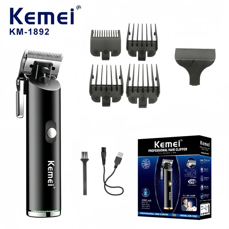 Kemei KM-1892 Professional Hair Clipper – Full Metal Body, Ventilated Blade, USB Rechargeable, Salon-Grade Hair Trimmer
Kemei KM-1892 Professional Hair Clipper – Full Metal Body, Ventilated Blade, USB Rechargeable, Salon-Grade Hair Trimmer