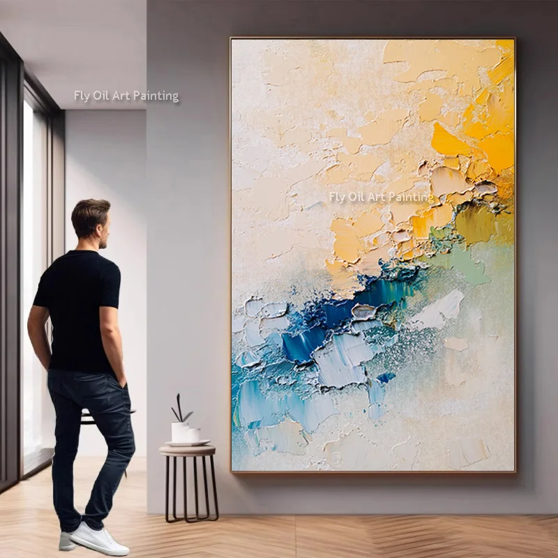 Абстрактные произведения искусства ручной работы синий желтый цвет смешанный толстый картина маслом на холсте океан бежевый синий настенное искусство для декора комнаты зала
Абстрактные произведения искусства ручной работы синий желтый цвет смешанный толстый картина маслом на холсте океан бежевый синий настенное искусство для декора комнаты зала