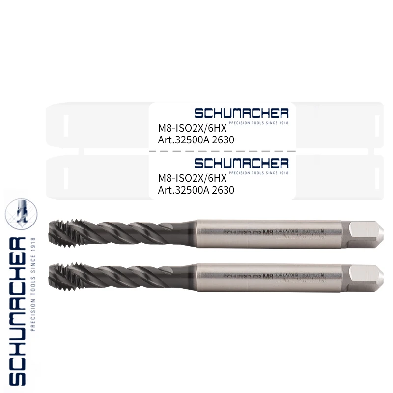 German SCHUMACHER HSS-E-PM DIN Standard Spiral Fluted Tap M3 M4 M5 M8 M10 M12 Machine Thread Tap For Ductile iIron Cast Steel
German SCHUMACHER HSS-E-PM DIN Standard Spiral Fluted Tap M3 M4 M5 M8 M10 M12 Machine Thread Tap For Ductile iIron Cast Steel