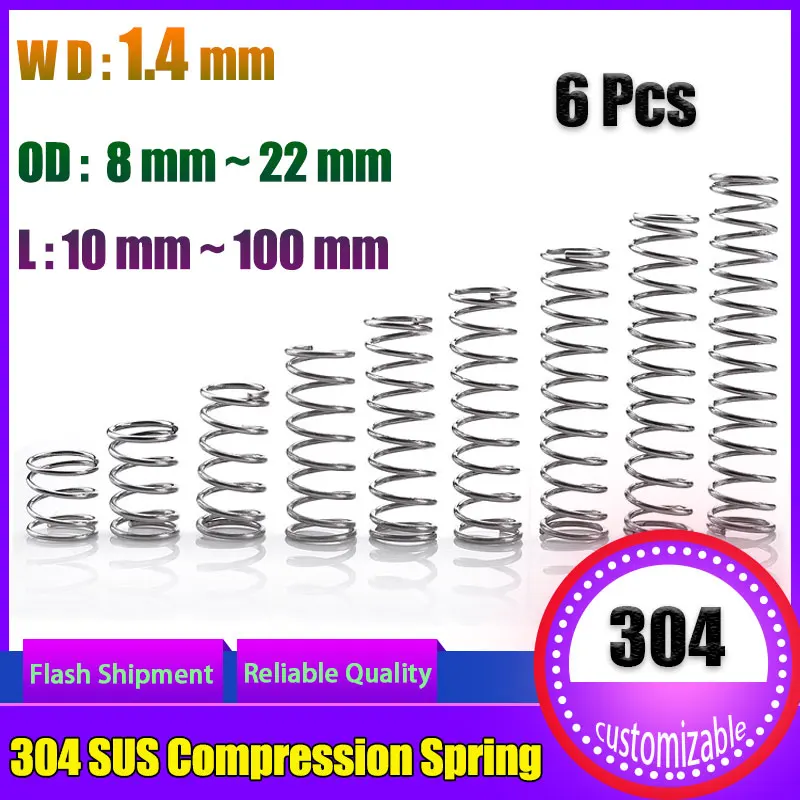 Wire Diameter 1.4 mm Compressed Spring 304 Stainless Steel Spot Outer Diameter 8-22mm Pressure Spring Return Spring Custom Made
Wire Diameter 1.4 mm Compressed Spring 304 Stainless Steel Spot Outer Diameter 8-22mm Pressure Spring Return Spring Custom Made