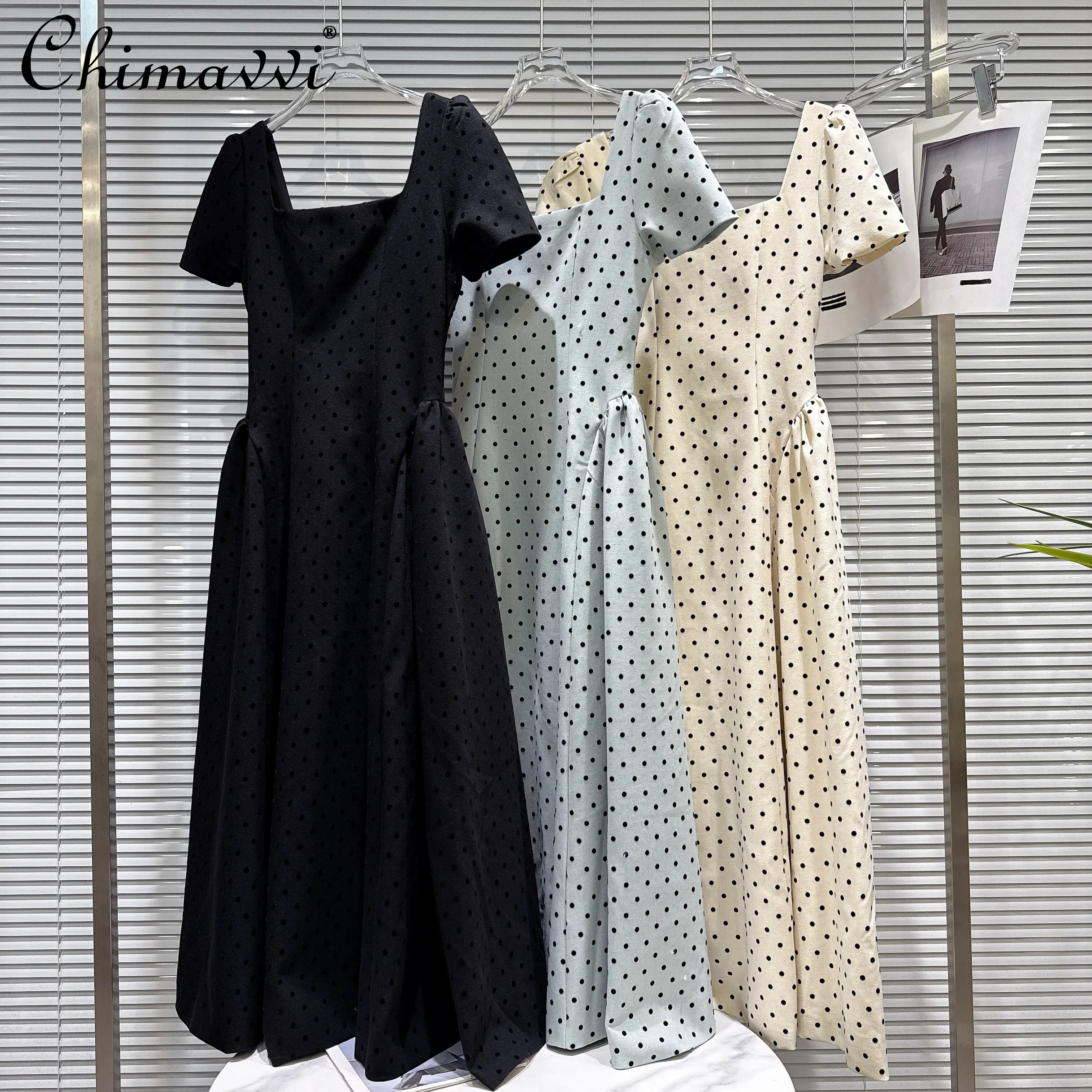 2026 Summer French Elegant Square Neck Short Sleeve Back Lace-up High Waist A-line Polka Dot Evening Party Long Dress For Women
2026 Summer French Elegant Square Neck Short Sleeve Back Lace-up High Waist A-line Polka Dot Evening Party Long Dress For Women