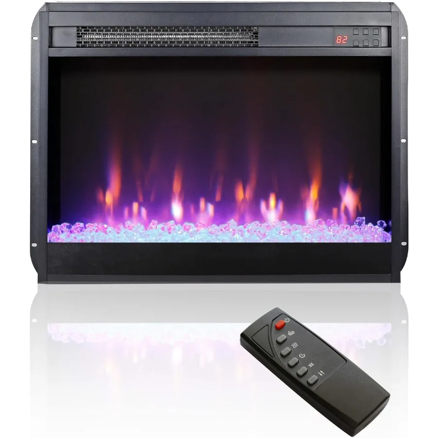 23 Electric Fireplace Insert Heater with Remote Timer Side Light Adjustable 8 Flame Colors Digital Display Crystal Finish Overh
23 Electric Fireplace Insert Heater with Remote Timer Side Light Adjustable 8 Flame Colors Digital Display Crystal Finish Overh